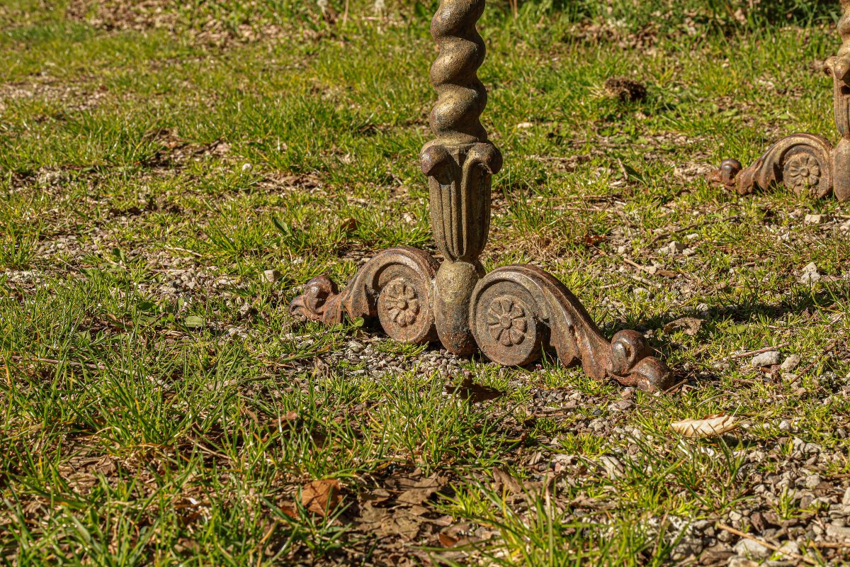 Rare 19th Century Charles X Wrought Iron And Marble Bistro Table-photo-1