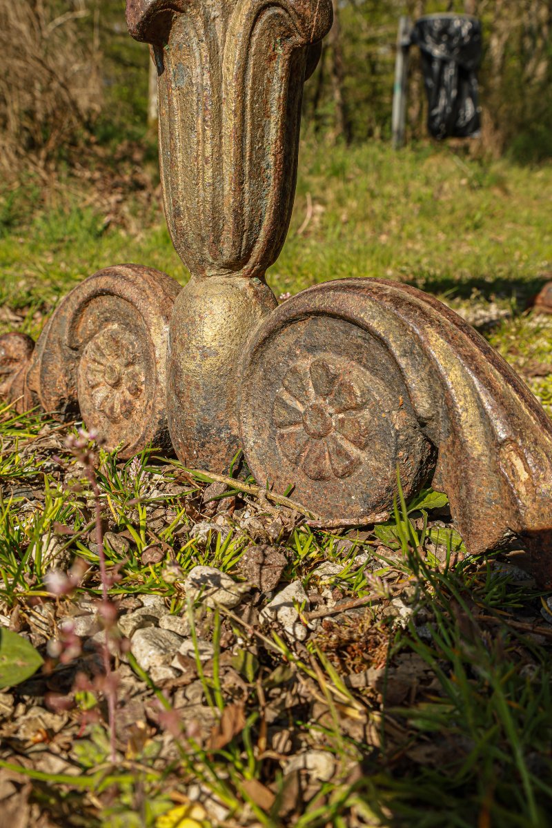 Rare 19th Century Charles X Wrought Iron And Marble Bistro Table-photo-7