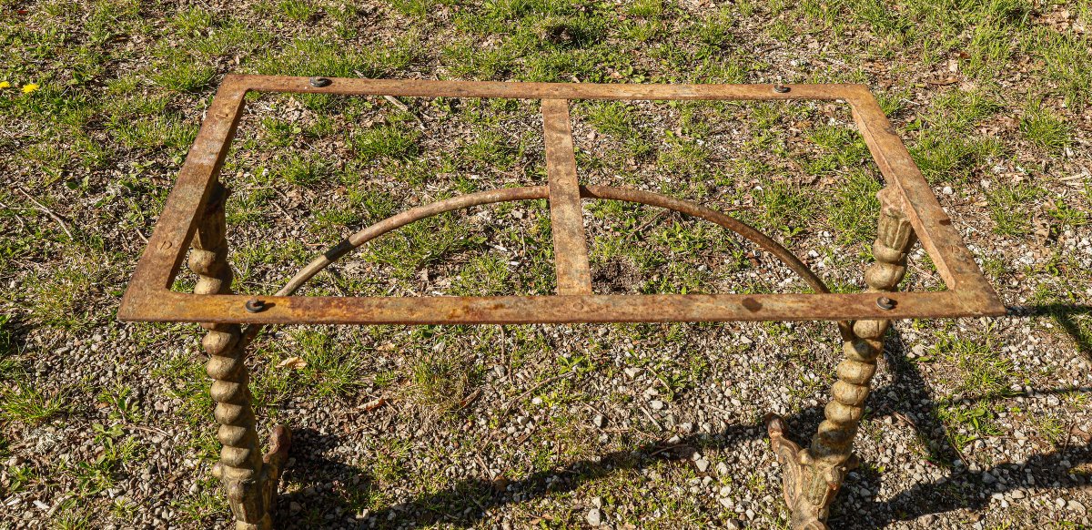 Rare 19th Century Charles X Wrought Iron And Marble Bistro Table-photo-8