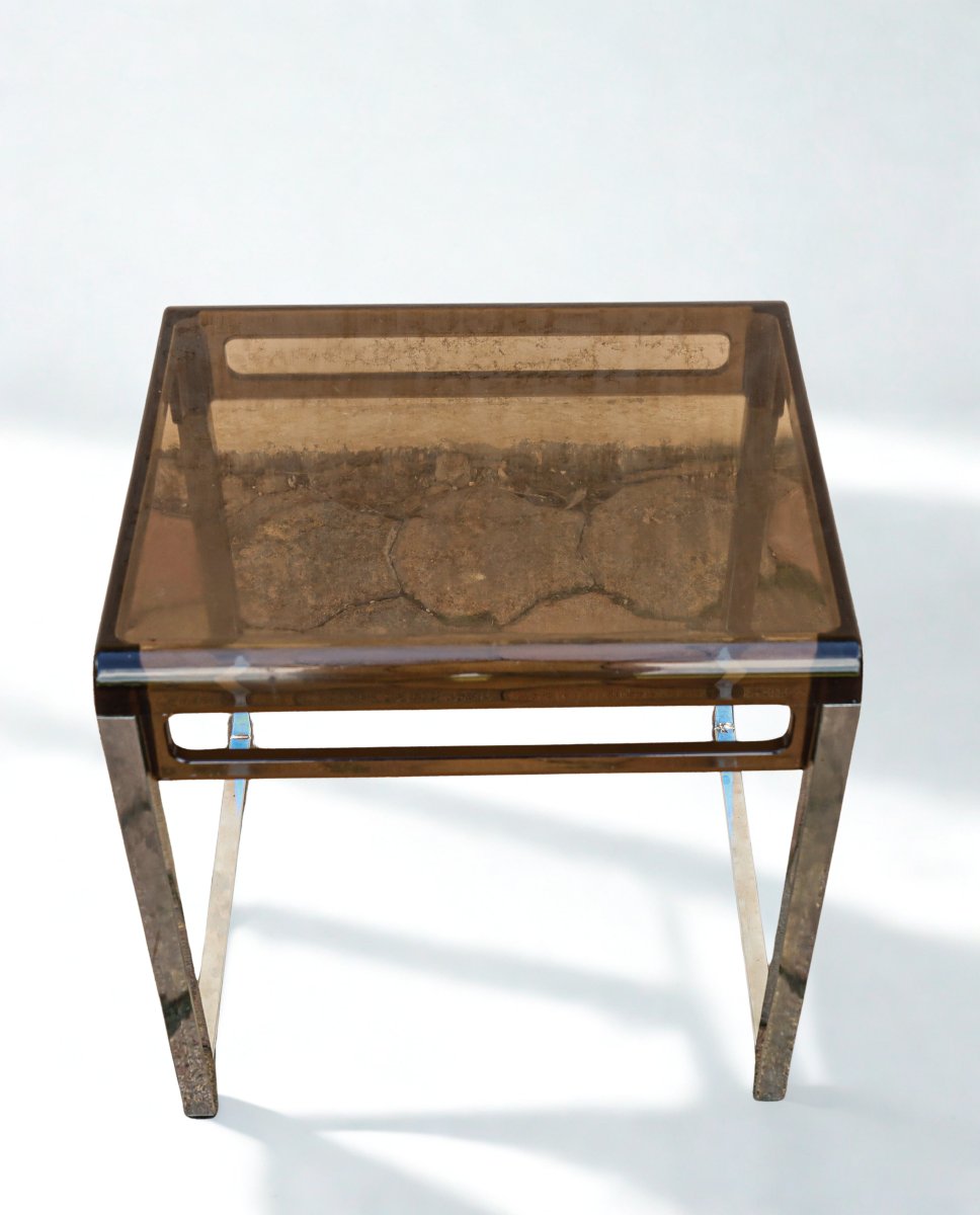 Plexiglas And Chrome Coffee Table Prisunic Marc Berthier Vintage-photo-4