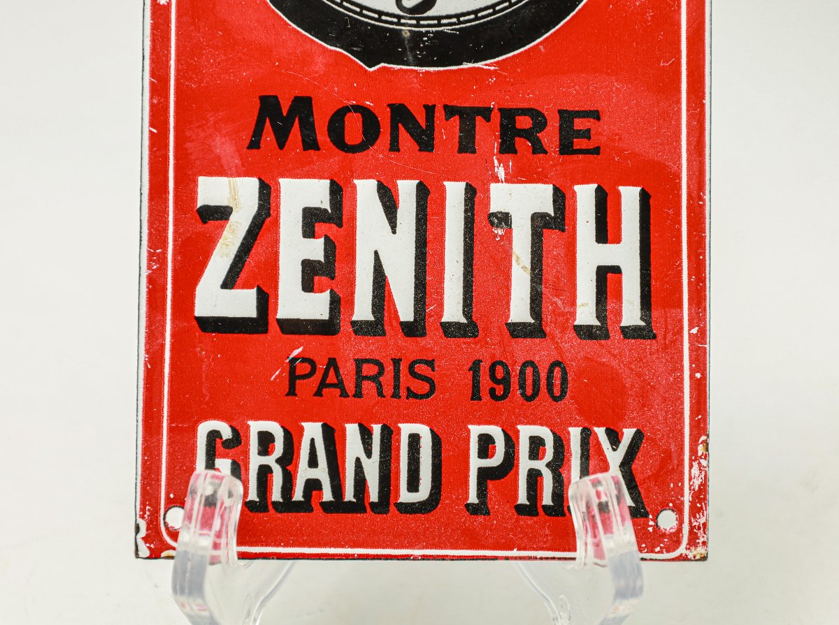 Plaque émaillée montre Zenith Grand Prix Paris 1900 Art Nouveau-photo-3