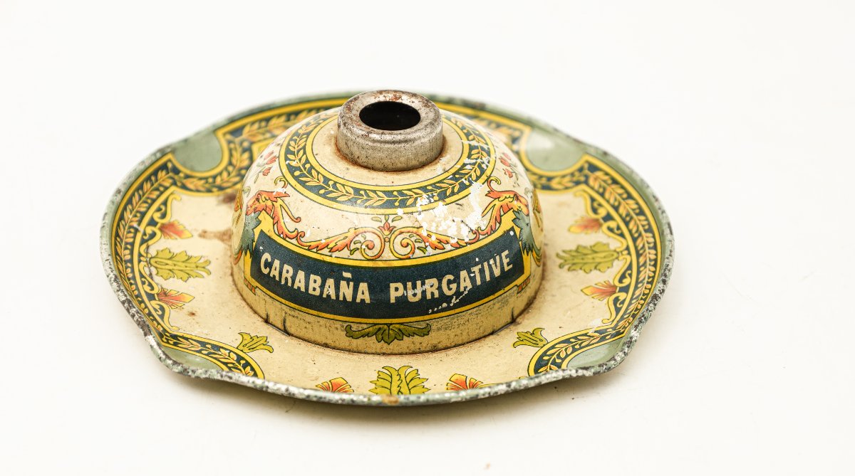 Encrier en tôle lithographiée Pougues Saint Léger Carabana purgative publicité pub-photo-2