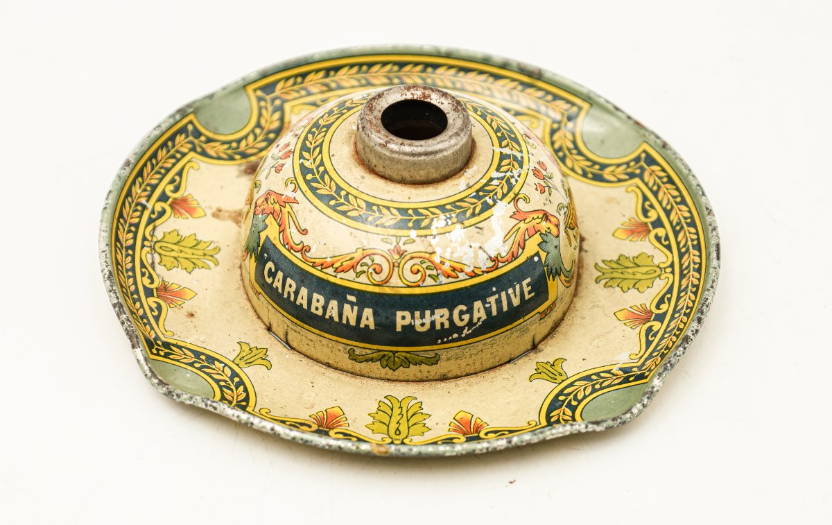 Encrier en tôle lithographiée Pougues Saint Léger Carabana purgative publicité pub-photo-1