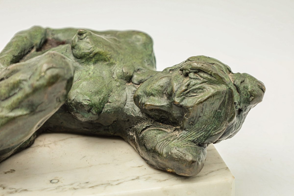 Nude Female Bronze Sculpture Signed Bc Zheng-photo-2