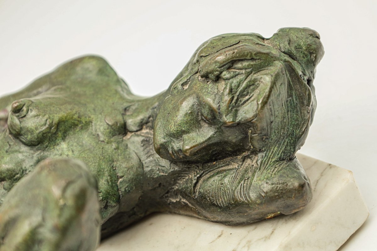 Nude Female Bronze Sculpture Signed Bc Zheng-photo-3