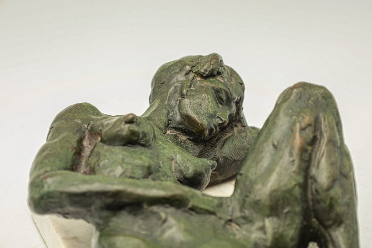 Nude Female Bronze Sculpture Signed Bc Zheng-photo-1