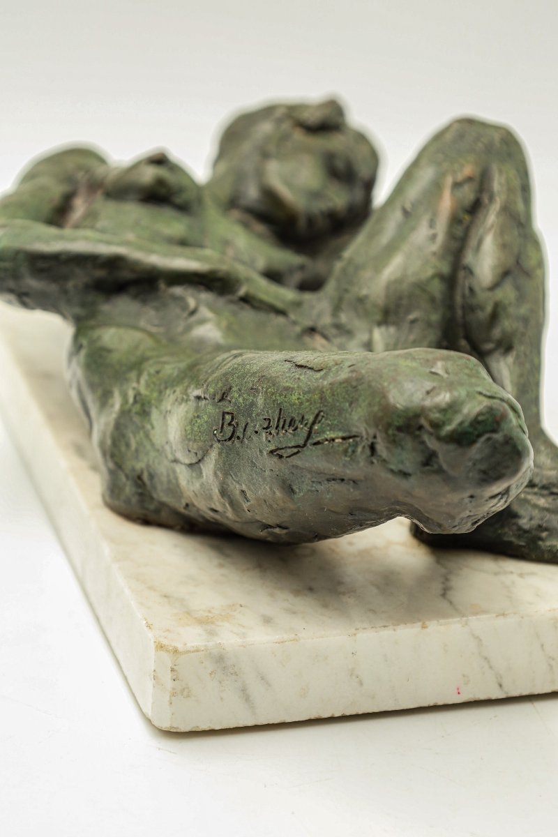 Nude Female Bronze Sculpture Signed Bc Zheng-photo-2