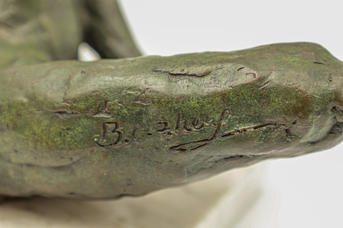 Nude Female Bronze Sculpture Signed Bc Zheng-photo-3