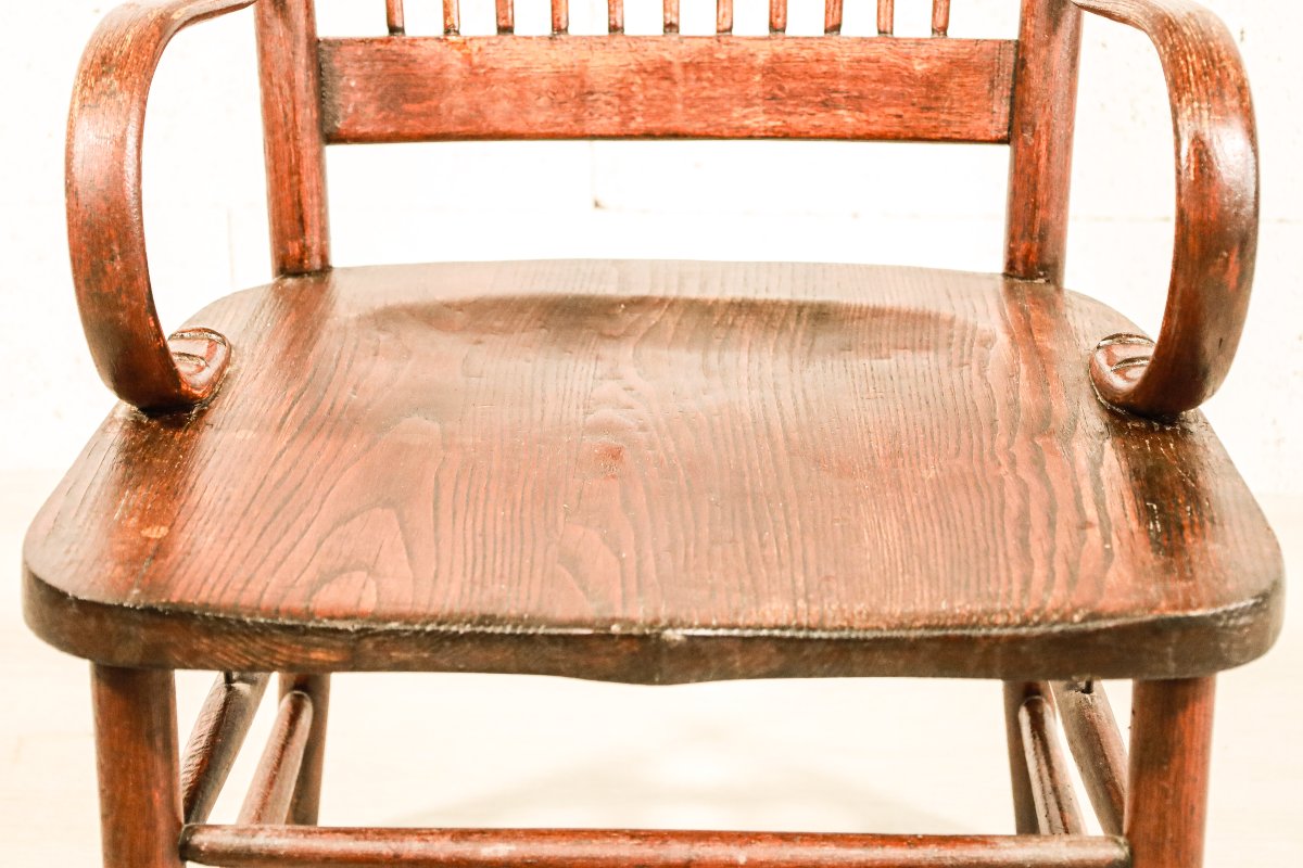 Art And Craft Brutalist Oak Armchair-photo-3