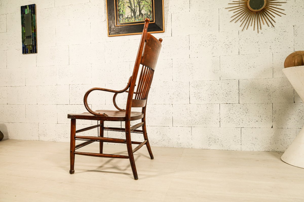 Art And Craft Brutalist Oak Armchair-photo-4