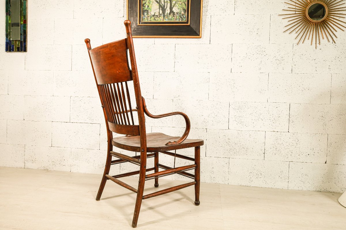 Art And Craft Brutalist Oak Armchair-photo-2