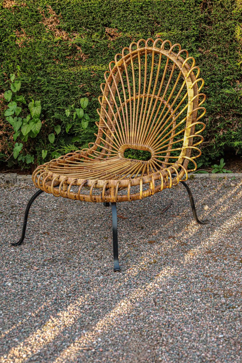 Paire de fauteuils en rotin osier et fer forgé design Janine Abraham et Dirk Jan Rol vintage-photo-1