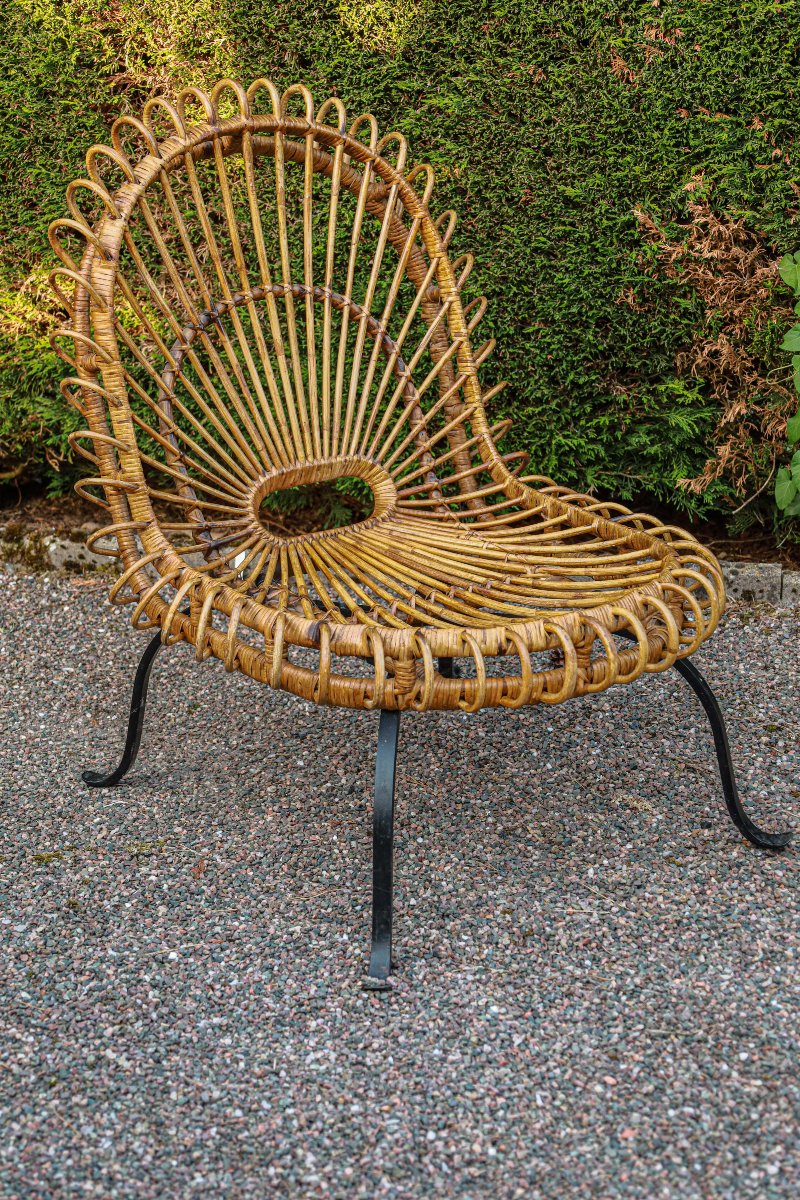 Paire de fauteuils en rotin osier et fer forgé design Janine Abraham et Dirk Jan Rol vintage-photo-2