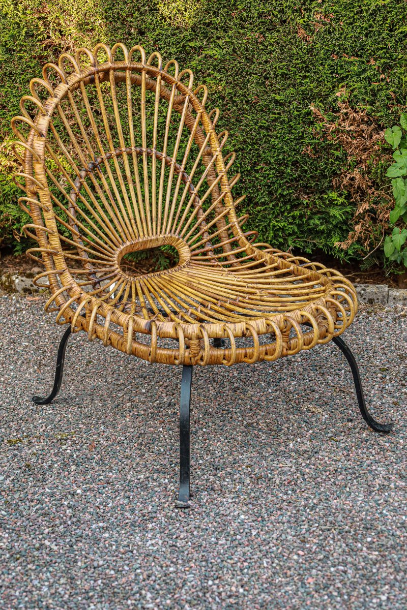 Paire de fauteuils en rotin osier et fer forgé design Janine Abraham et Dirk Jan Rol vintage-photo-3