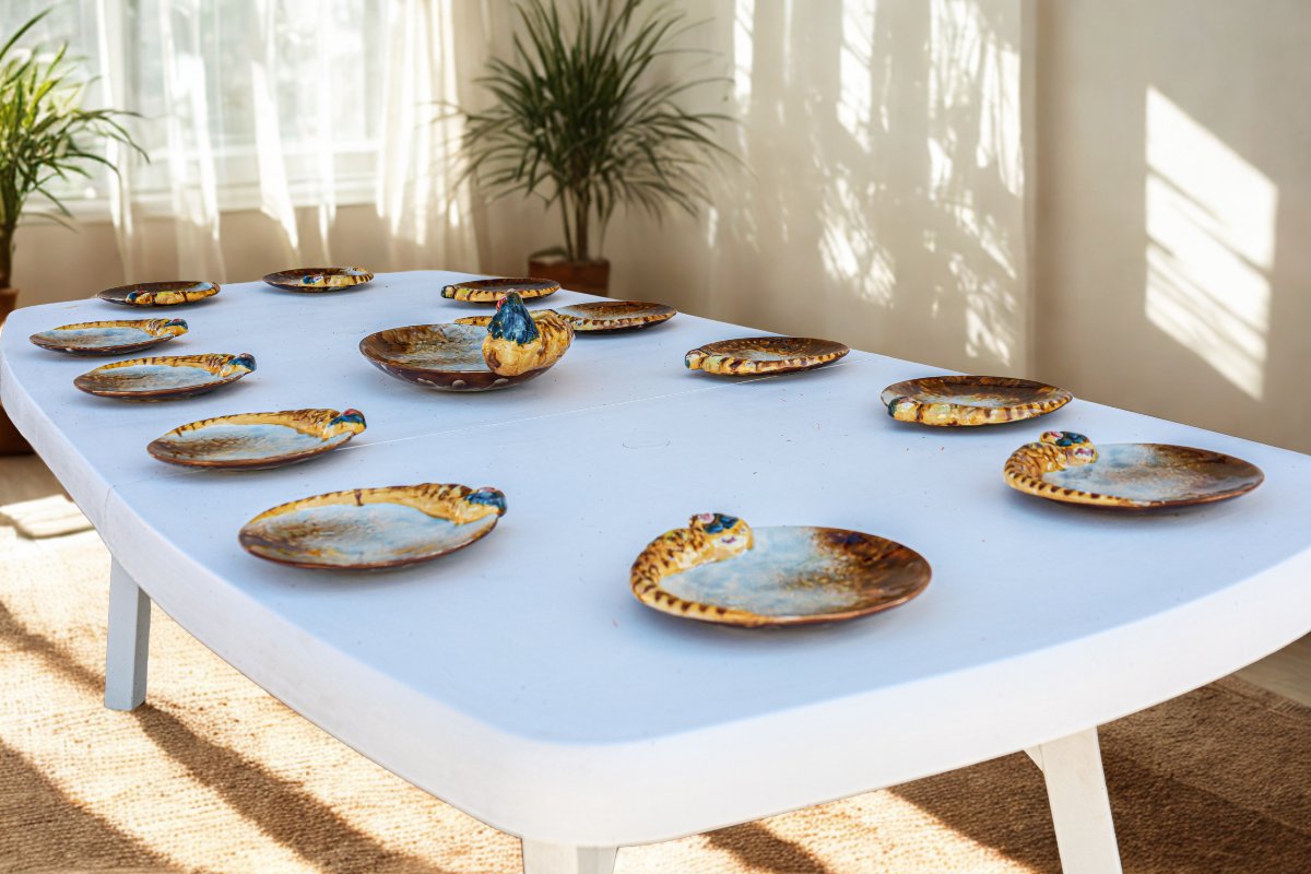 Service Of Barbotine Dessert Plates And A Pheasant Dish From The Tannay (nevers) Workshop-photo-4