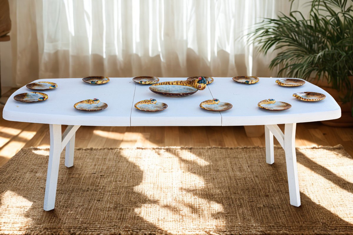 Service Of Barbotine Dessert Plates And A Pheasant Dish From The Tannay (nevers) Workshop-photo-1