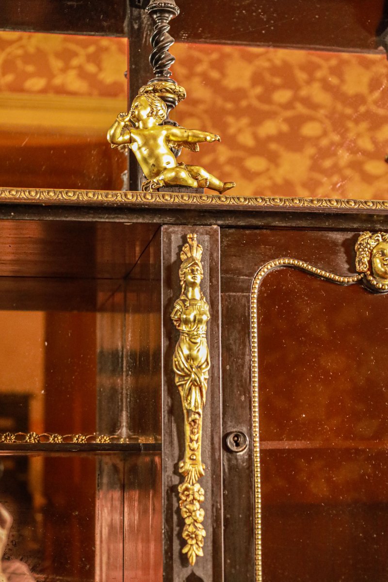 Exceptional Napoleon III Period Cabinet In Ebony And Bronze-photo-1