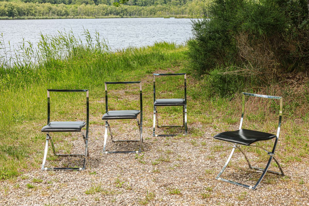 Série de 4 chaises design modèle Luisa designer Marcello Cuneo pour Mobel space age vintage-photo-2