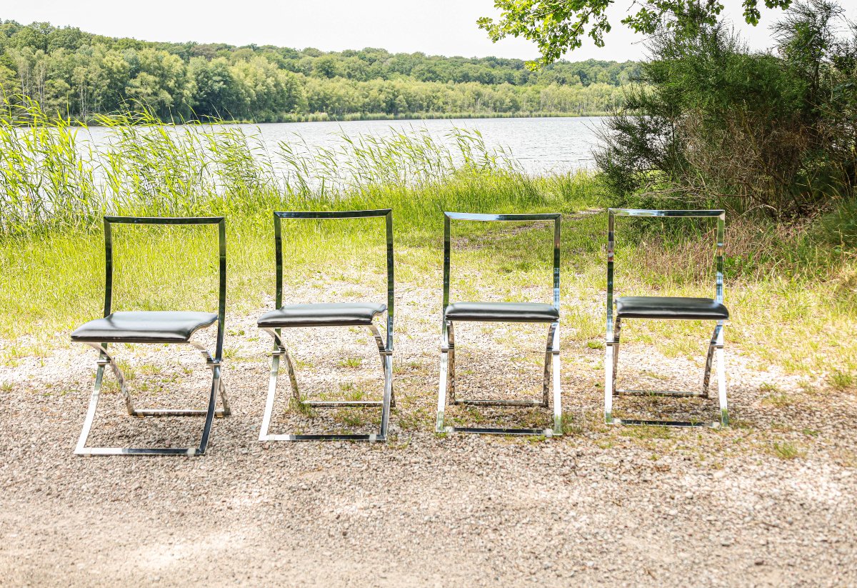 Série de 4 chaises design modèle Luisa designer Marcello Cuneo pour Mobel space age vintage-photo-2