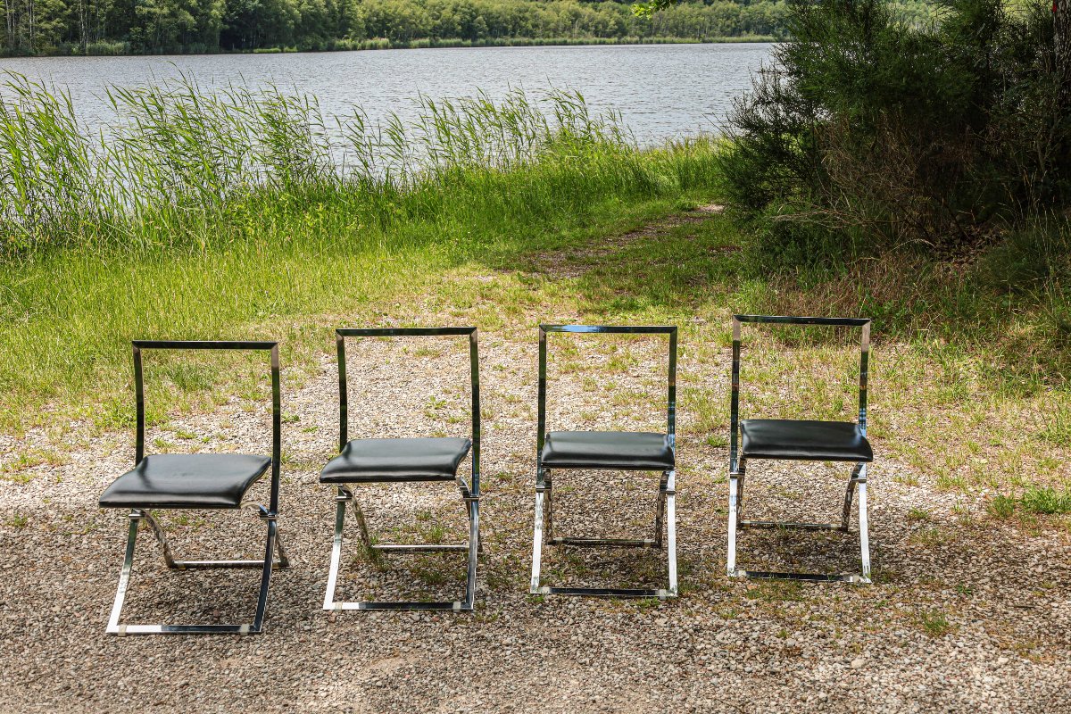 Série de 4 chaises design modèle Luisa designer Marcello Cuneo pour Mobel space age vintage-photo-4