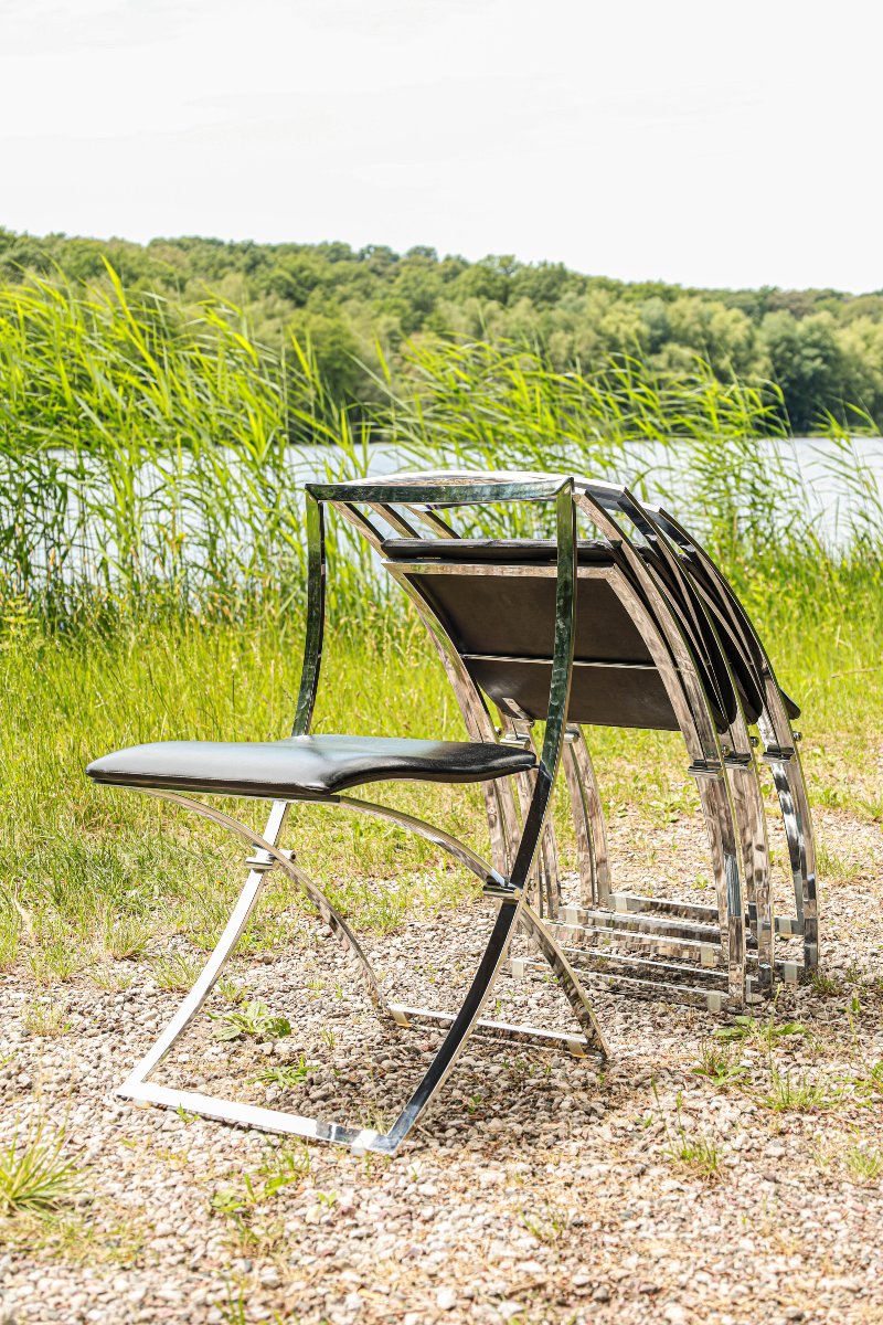 Série de 4 chaises design modèle Luisa designer Marcello Cuneo pour Mobel space age vintage-photo-5