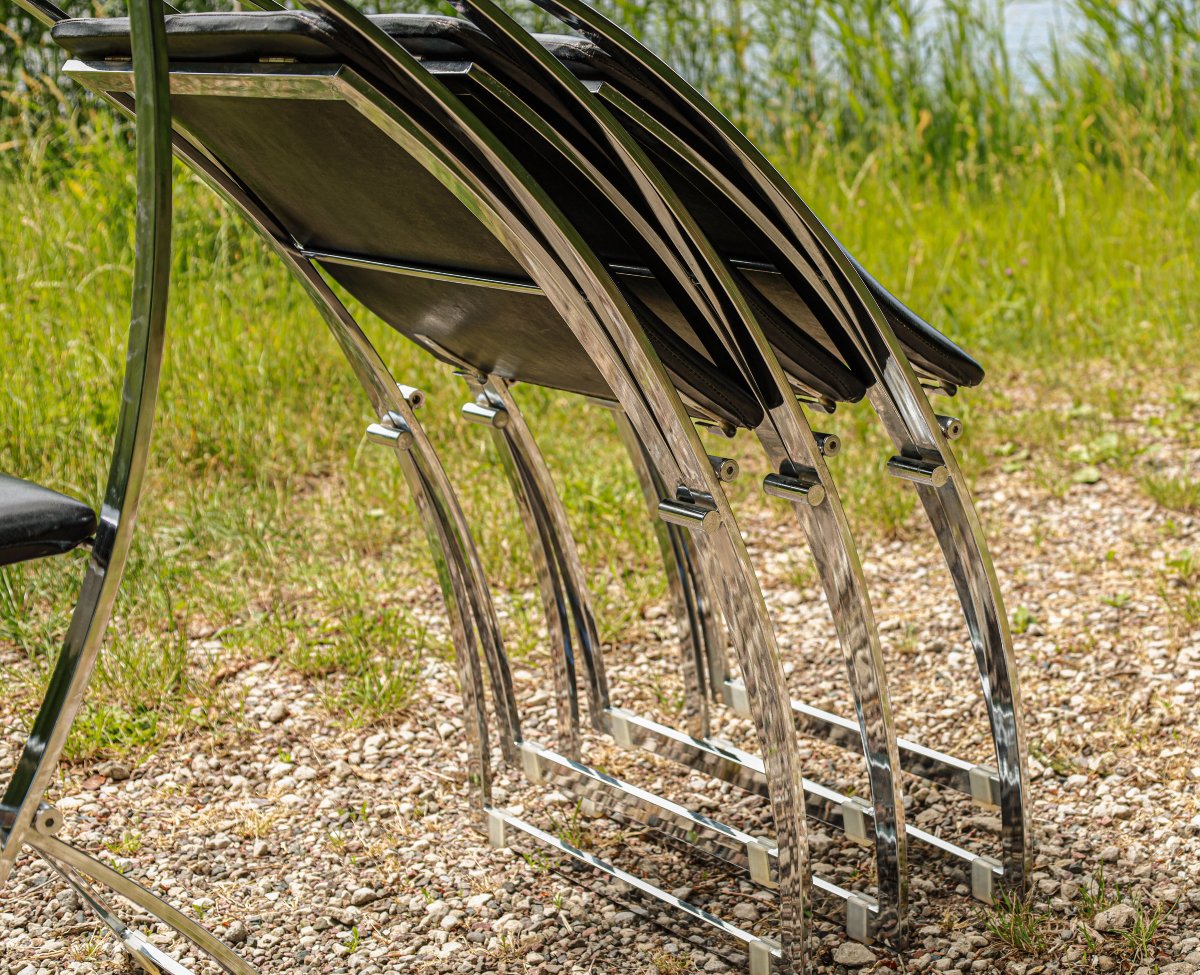 Série de 4 chaises design modèle Luisa designer Marcello Cuneo pour Mobel space age vintage-photo-6