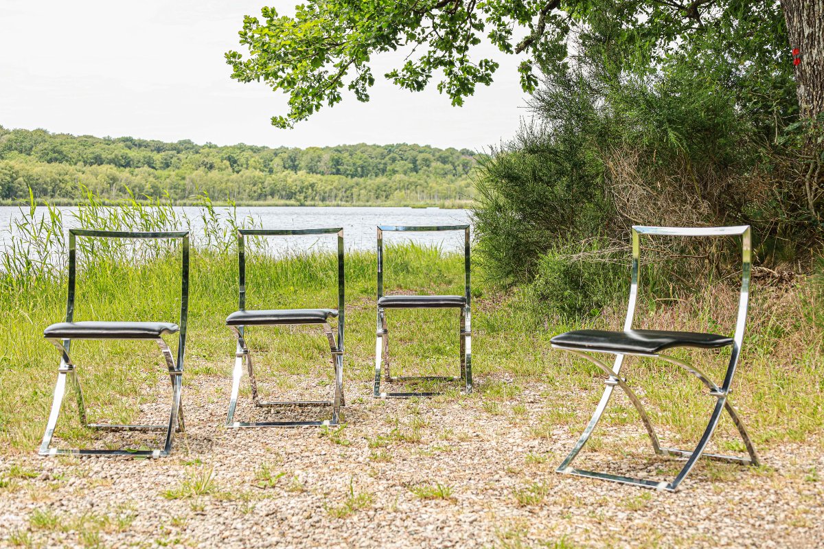 Série de 4 chaises design modèle Luisa designer Marcello Cuneo pour Mobel space age vintage-photo-8