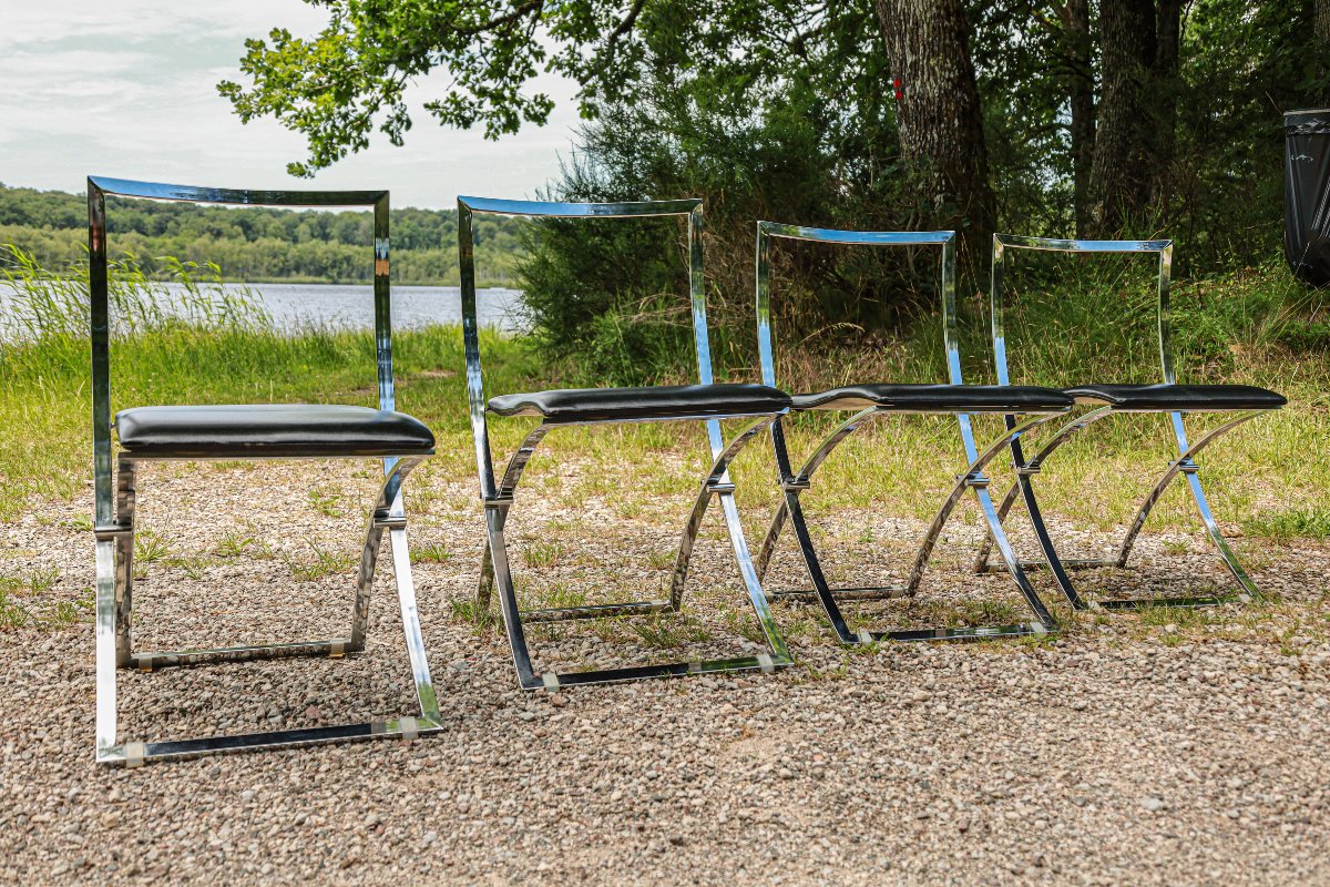 Série de 4 chaises design modèle Luisa designer Marcello Cuneo pour Mobel space age vintage