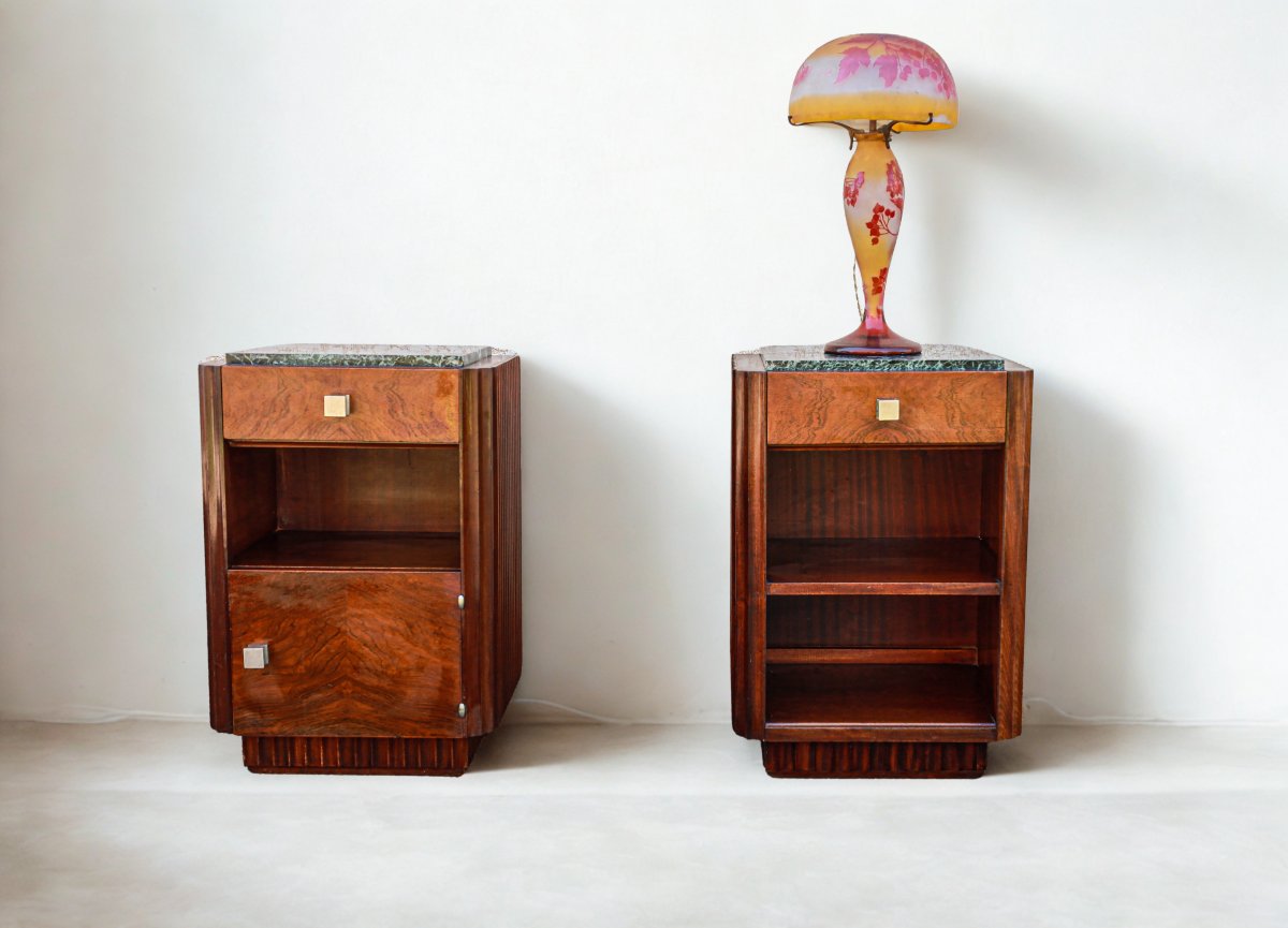 Pair Of Art Deco Mahogany And Walnut Side Tables By Christian Krass-photo-2