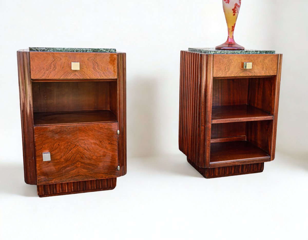 Pair Of Art Deco Mahogany And Walnut Side Tables By Christian Krass-photo-3