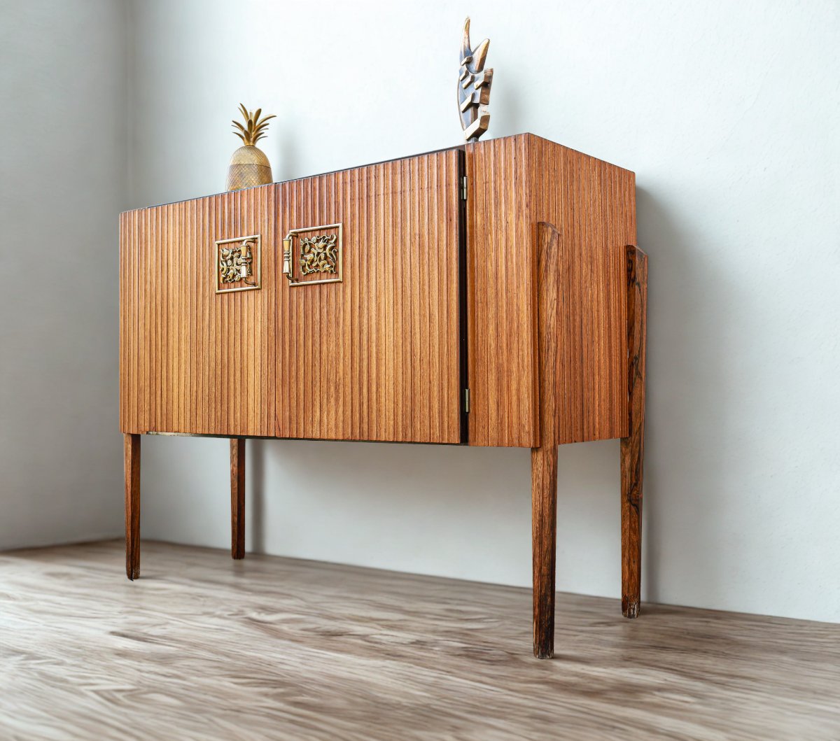 Vintage Art Deco Oak Designer Bar Cabinet