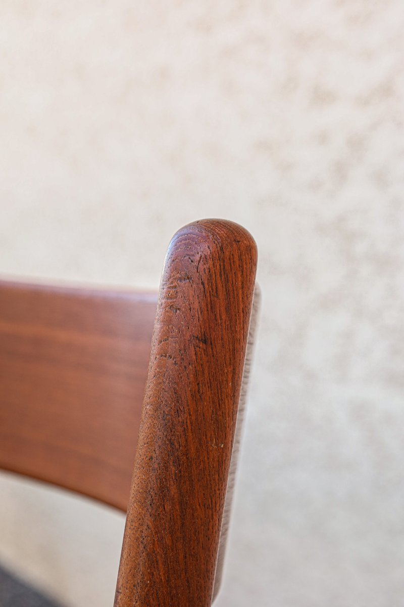 Série de 4 chaises en teck design scandinave Samcom B Johannes Andersen maison Bramin vintage-photo-2