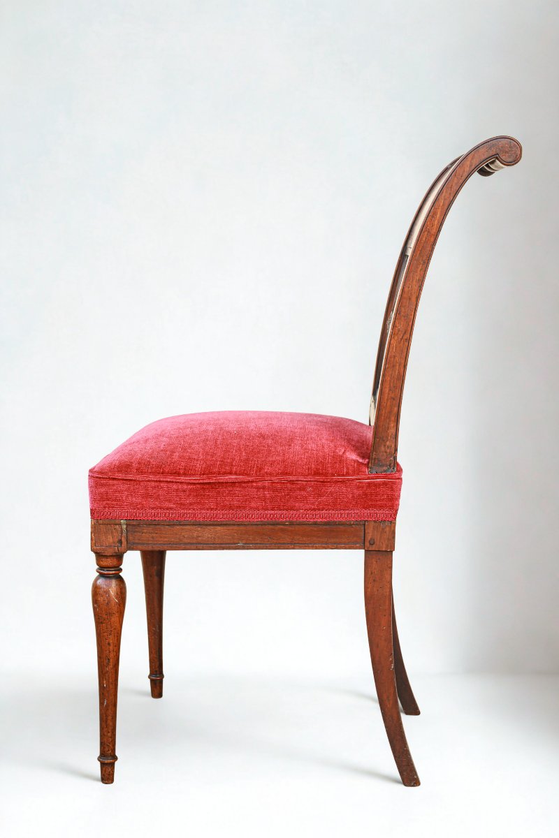 série de 4 chaises en acajou d'époque Directoire  19ème siècle attribuées à Jacob-photo-1