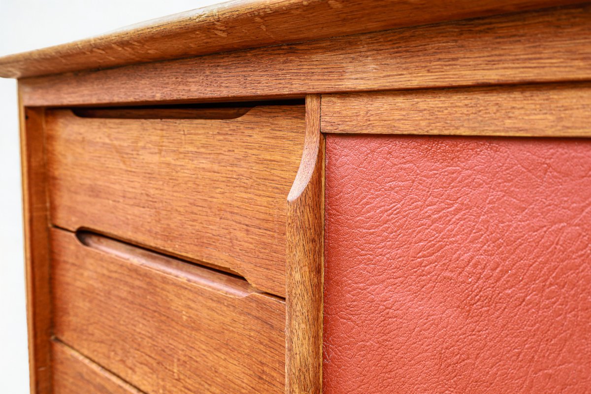 Petite enfilade chêne période reconstruction pieds compas vintage design 50-photo-4