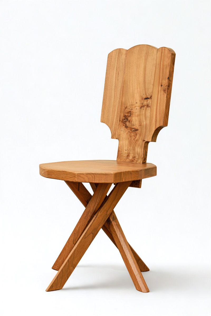 Rare chaise design en orme des ateliers Pierre Chapo maison Seltz -photo-3