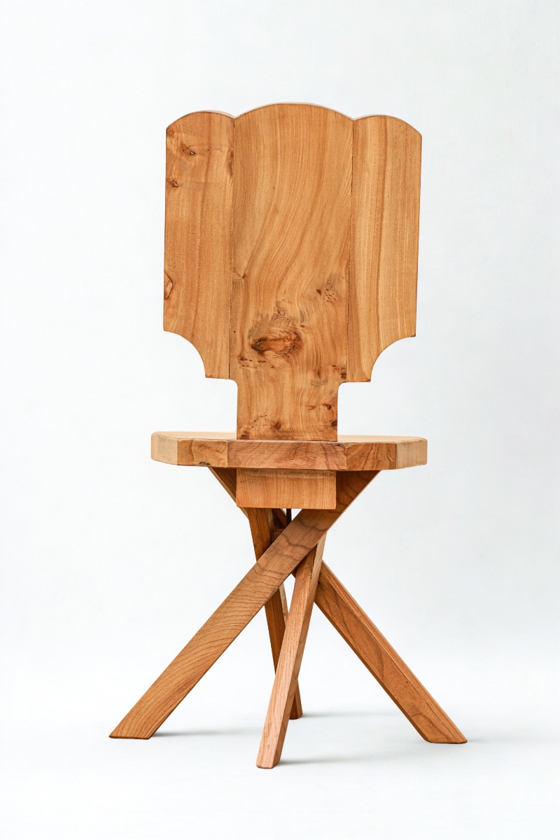 Rare chaise design en orme des ateliers Pierre Chapo maison Seltz -photo-4