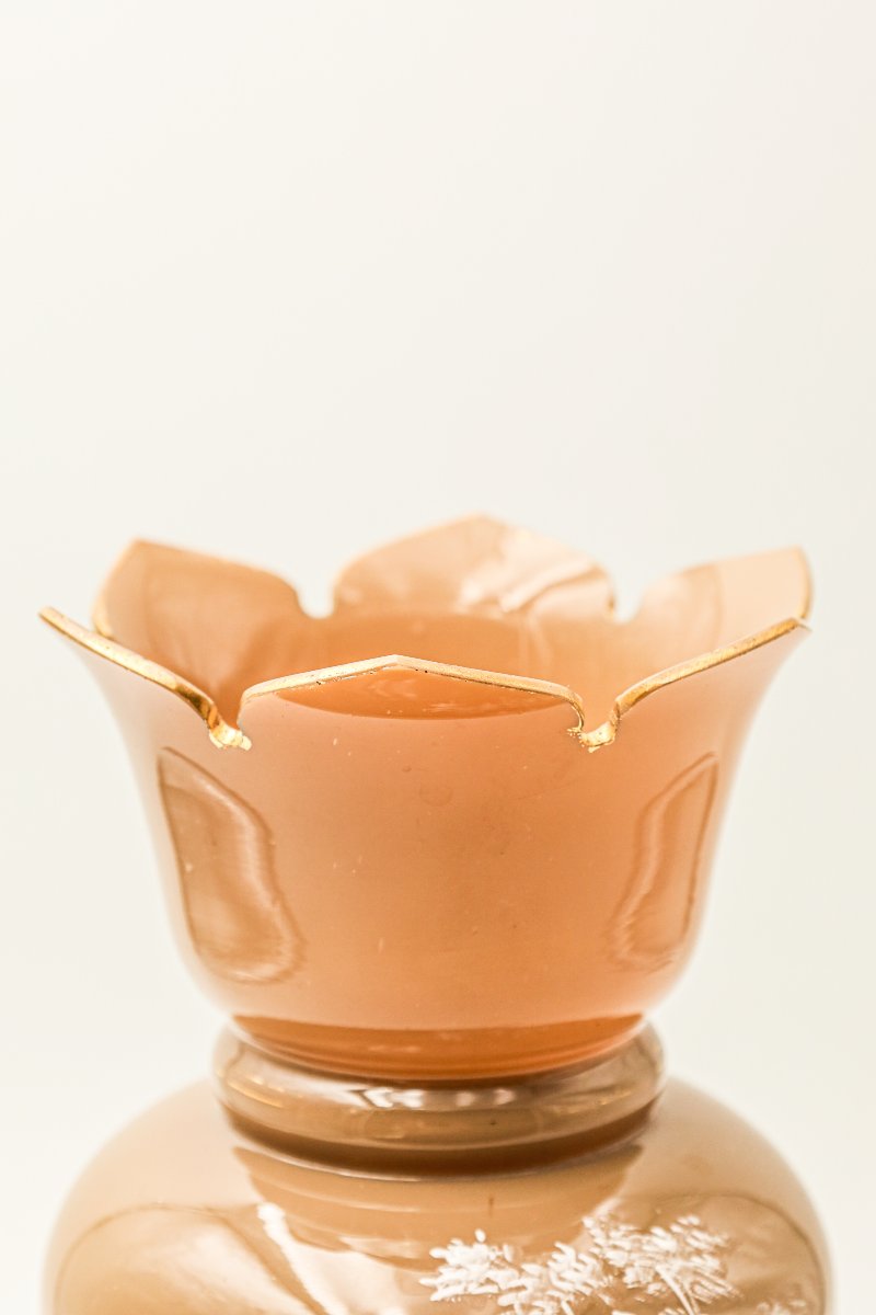 Mary Grégory Opaline Vase, Caramel Color, Napoleon III Style-photo-3