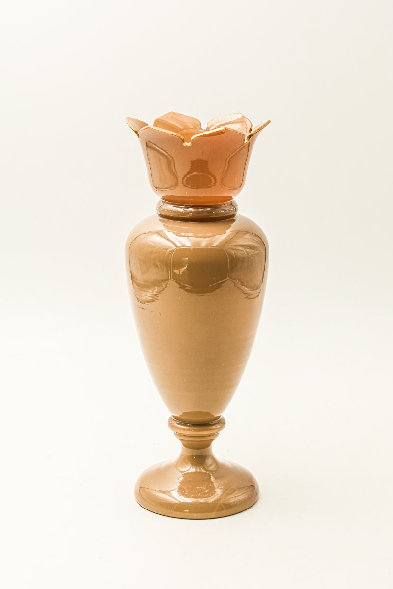 Mary Grégory Opaline Vase, Caramel Color, Napoleon III Style-photo-4