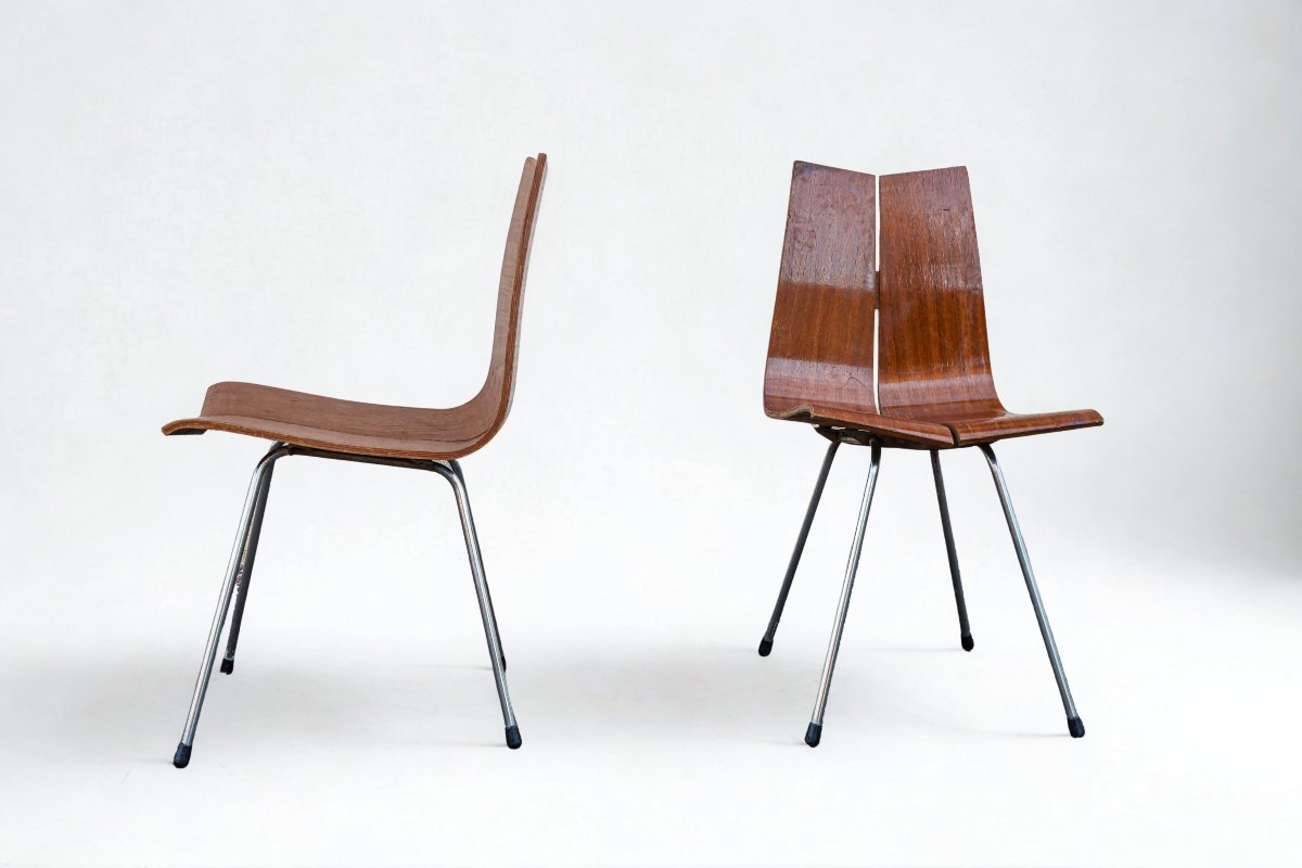 Pair Of Vintage Hans Bellmann Series 1000 Designer Chairs-photo-2