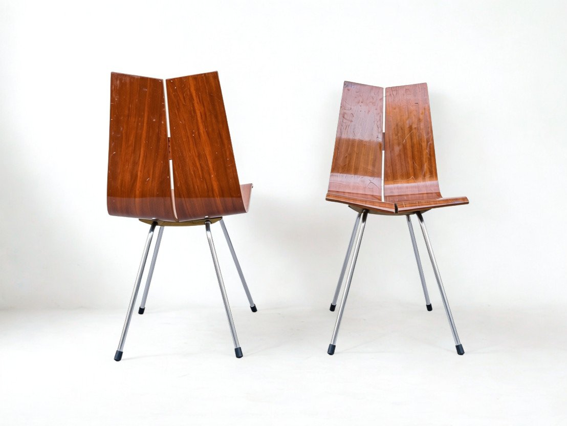 Pair Of Vintage Hans Bellmann Series 1000 Designer Chairs-photo-3