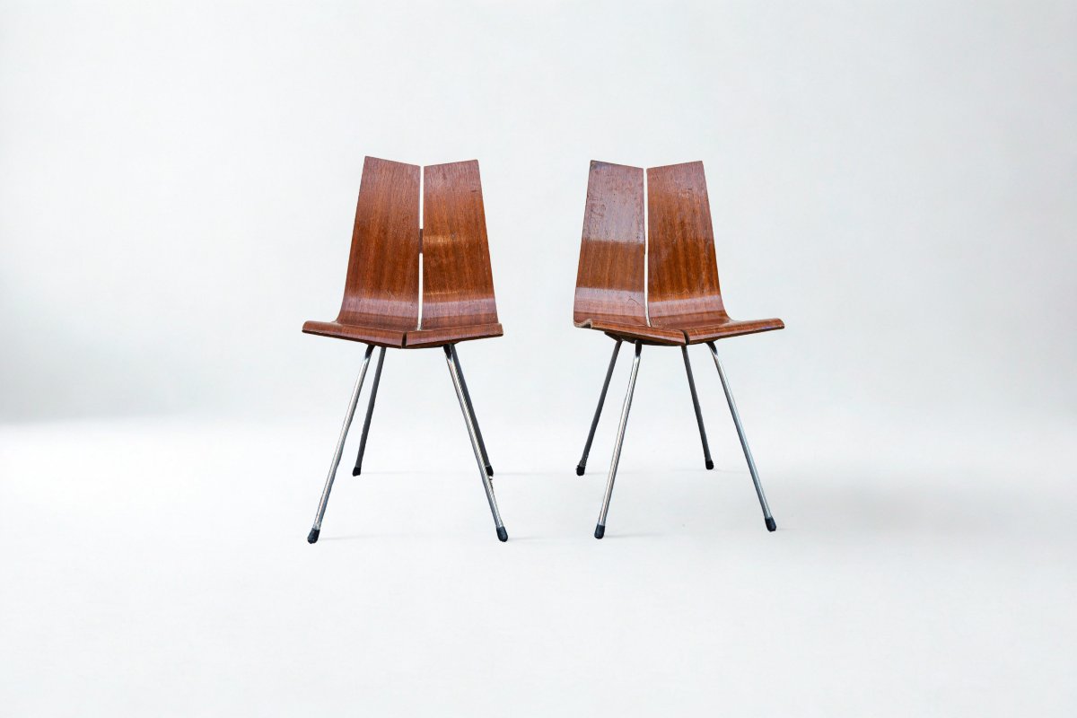Pair Of Vintage Hans Bellmann Series 1000 Designer Chairs-photo-2