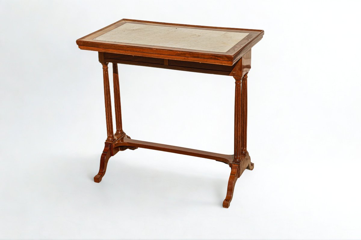 Louis XVI-era Mahogany Convertible Coffee Table-photo-2