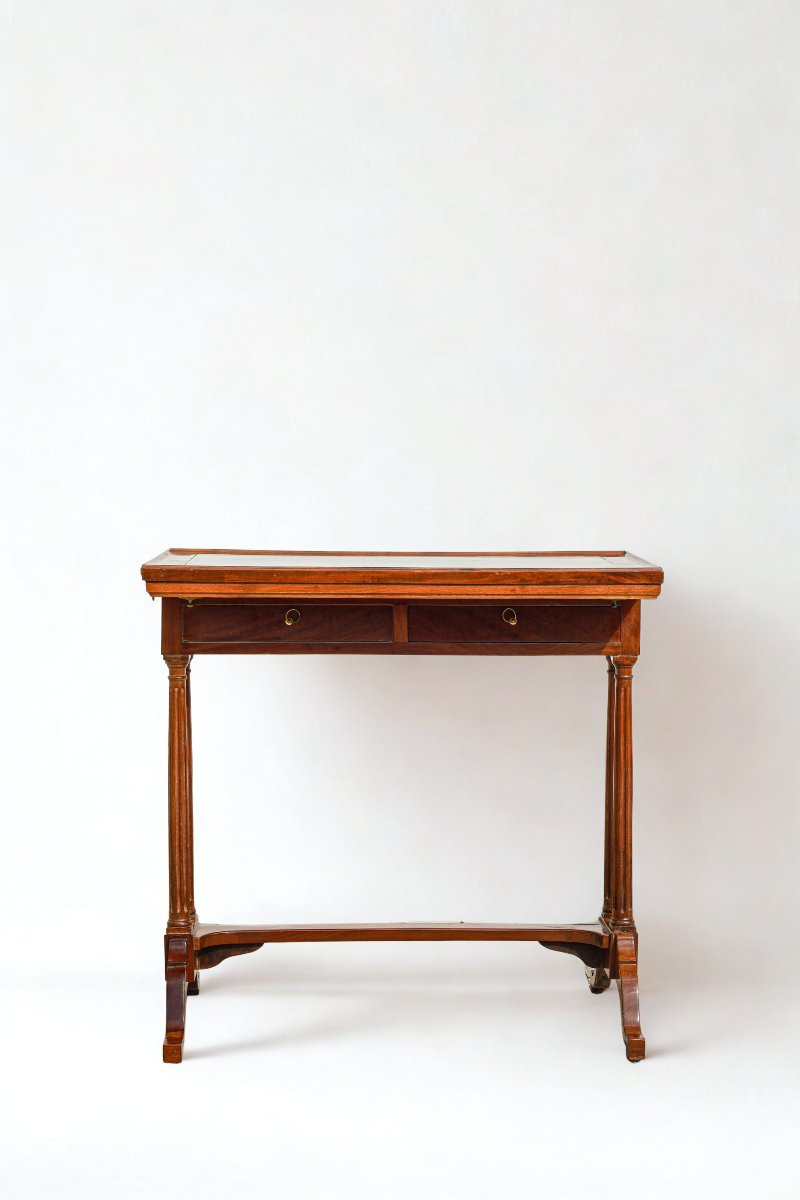 Louis XVI-era Mahogany Convertible Coffee Table-photo-3