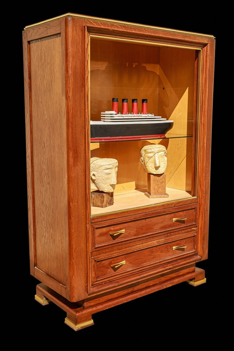 Vitrine moderniste chêne  Art Déco 1930-1940-photo-3
