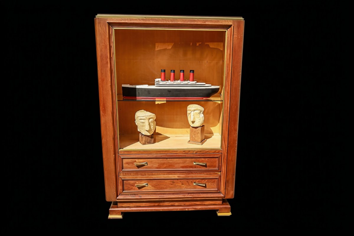 Vitrine moderniste chêne  Art Déco 1930-1940