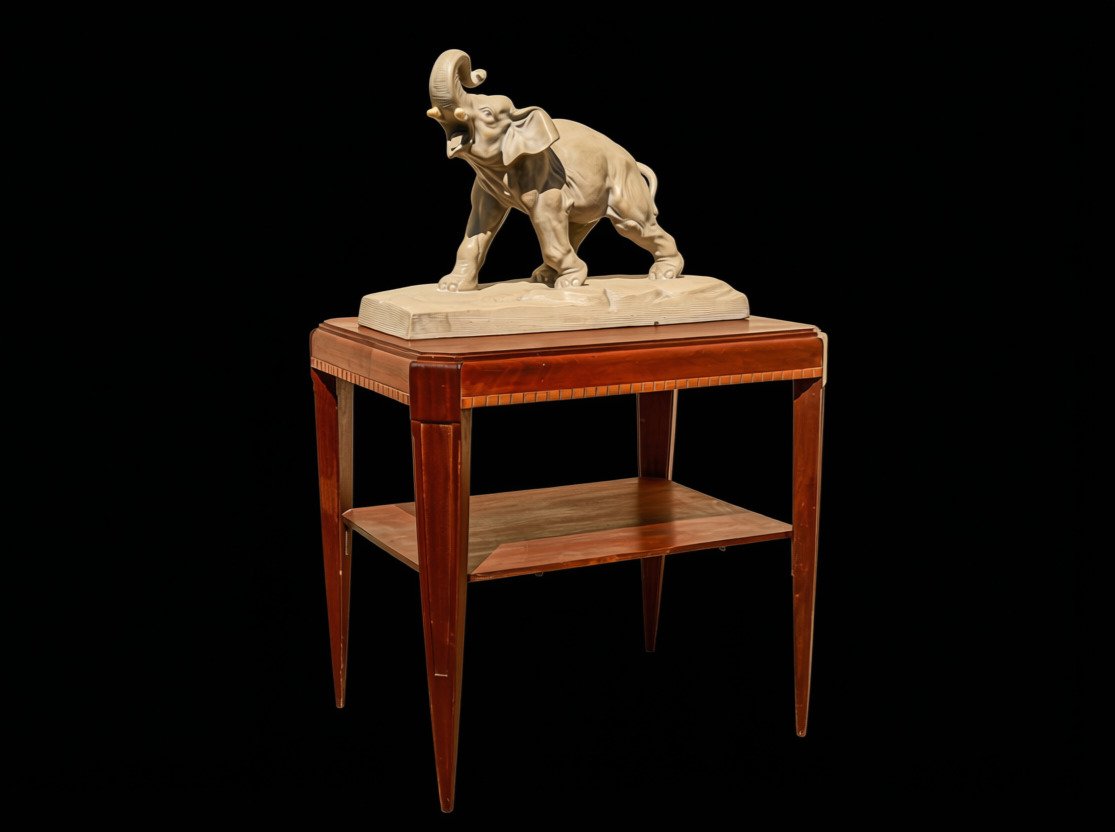 Guéridon table d'appoint Art Déco pieds fuselés bois précieux 