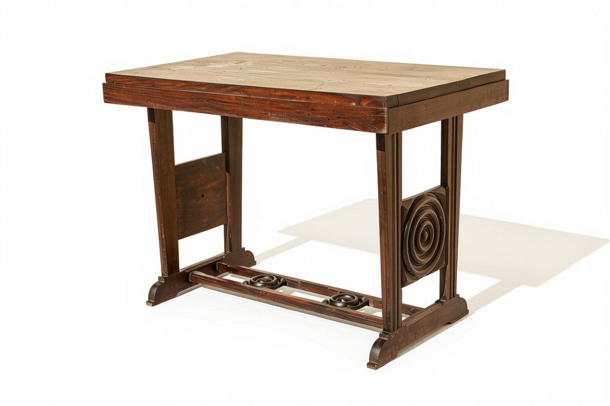 Bureau en chêne Art Déco brutaliste attribué à Charles Dudouyt