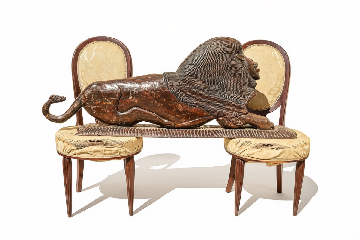 Grande sculpture bois art africain Sénégal brutaliste -photo-2