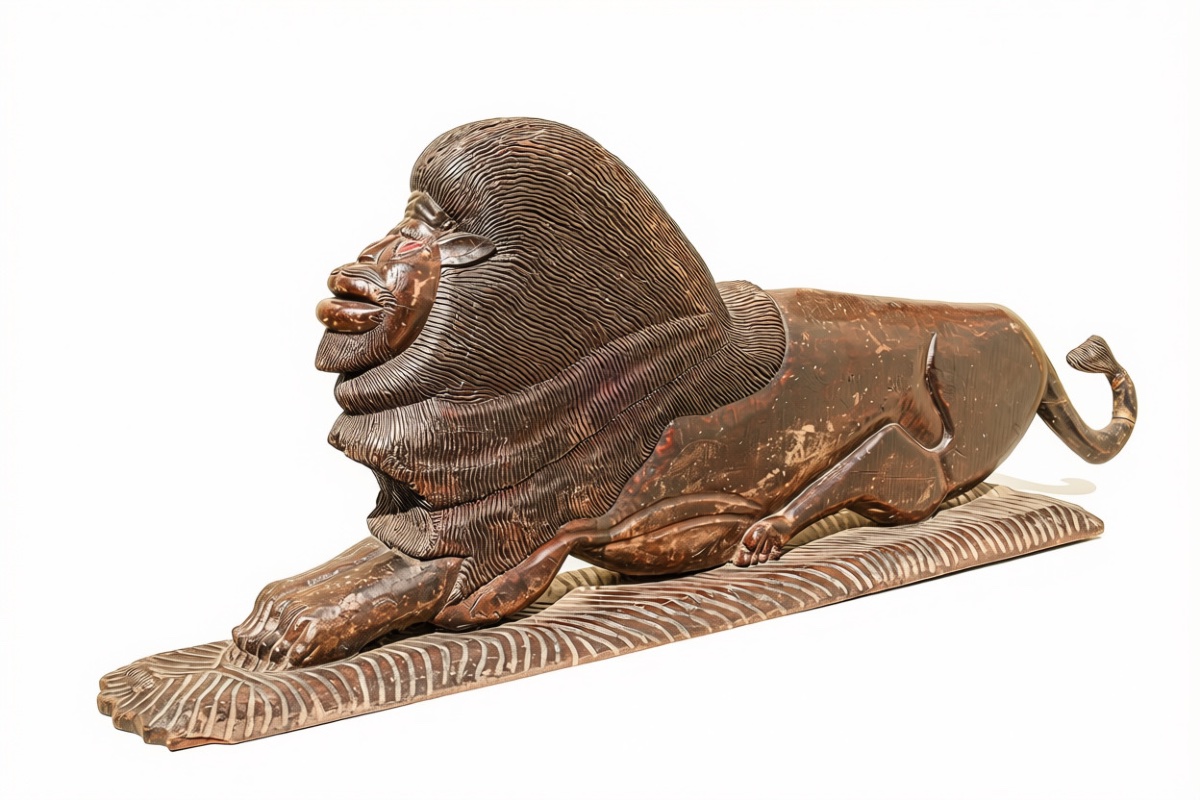Grande sculpture bois art africain Sénégal brutaliste -photo-3