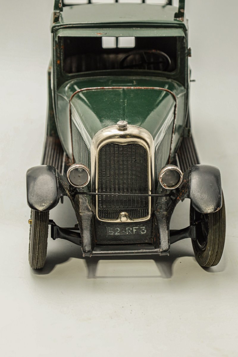 1930s André Citroën Toy Truck, Green, Made Of Sheet Metal-photo-2